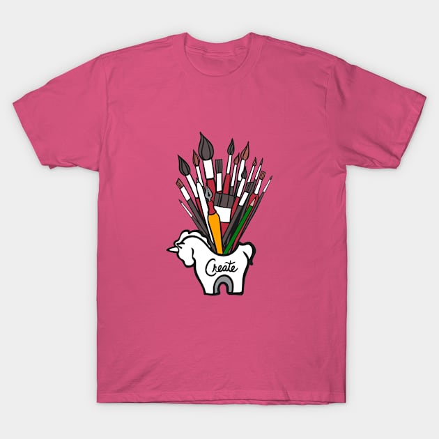 Create Unicorn with Art Tools T-Shirt by lauran